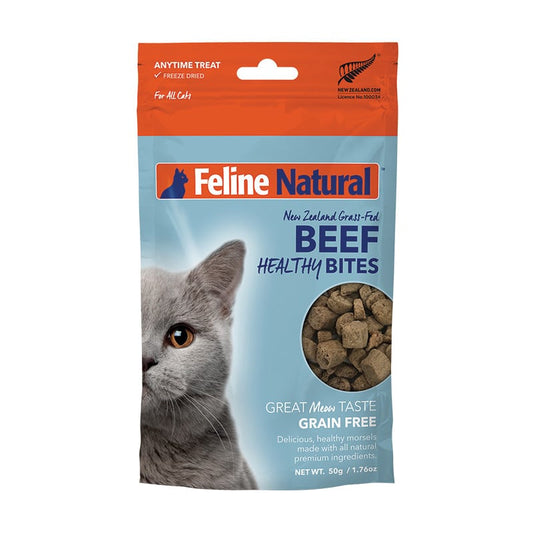 FELINE NATURAL Healthy Bites Freeze-Dried Beef, 50g (1.76oz)
