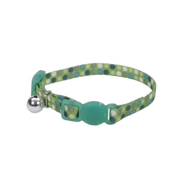COASTAL Li'l Pals Adjustable Breakaway Kitten Collar, Green Dots