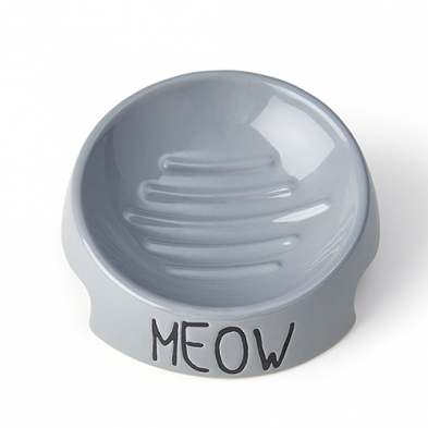 PETRAGEOUS "Meow" Inverted 5" Bowl, Grey