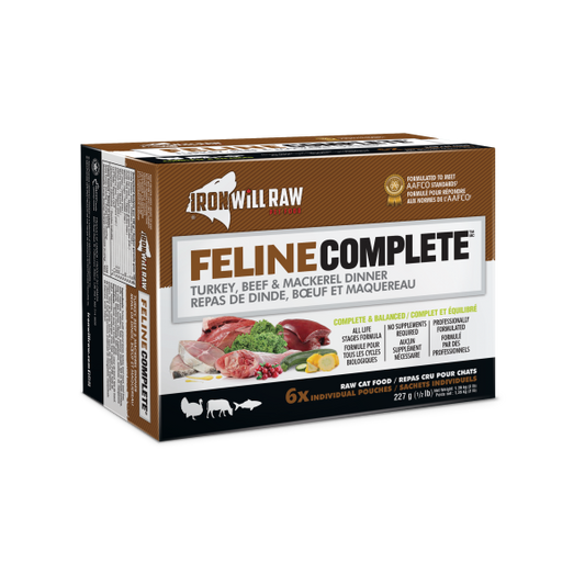 IRON WILL RAW Feline Complete Turkey, Beef & Mackerel Dinner, 6 x 227g (6 x 0.5lb)