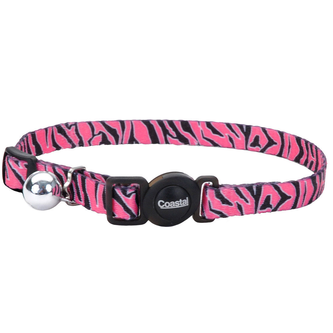 COASTAL SafeCat Fashion Adjustable Breakaway Collar, Pink Zebra
