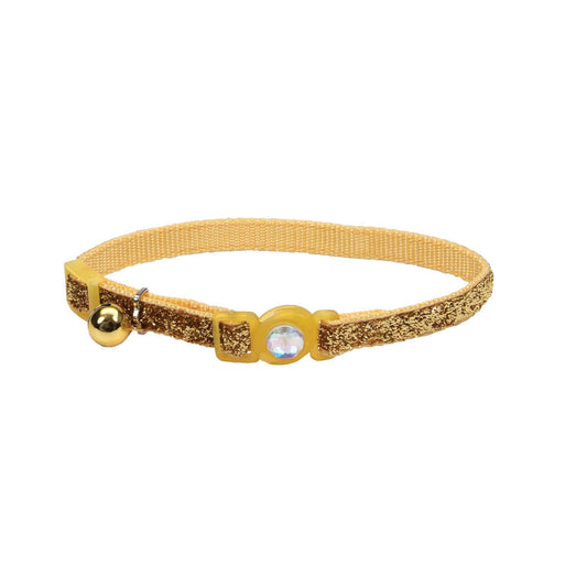 COASTAL SafeCat Jewel Buckle Adjustable Breakaway Collar w/Glitter Gold