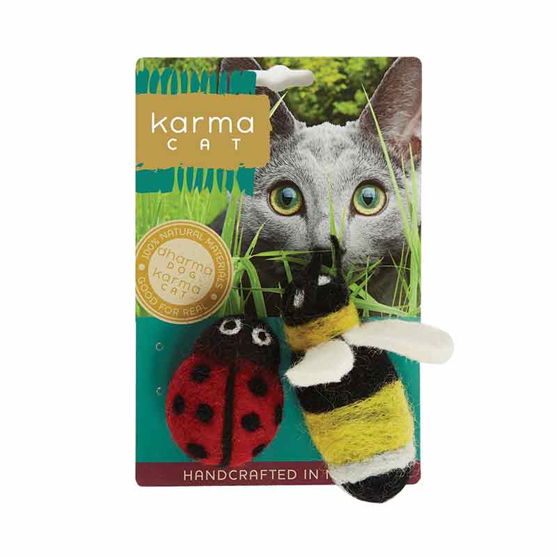 KARMA CAT Felted Wool Ladybug & Bee Toy, 2pk