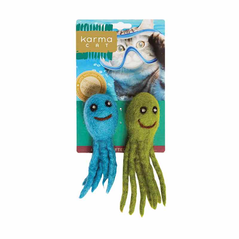 KARMA CAT Felted Wool Octopus Toy, 2pk