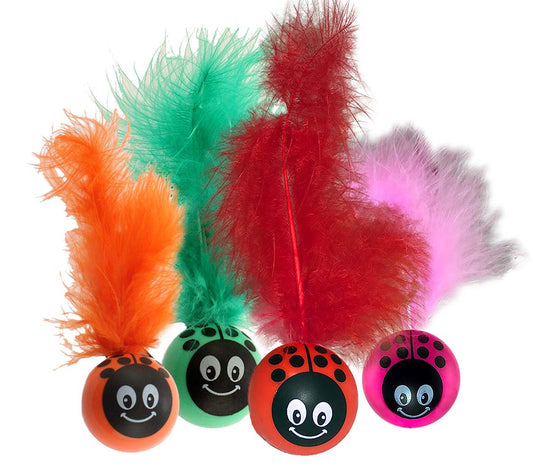 PETSPORT Kitty Freak Ladybug Feather Wobbler, assorted colours