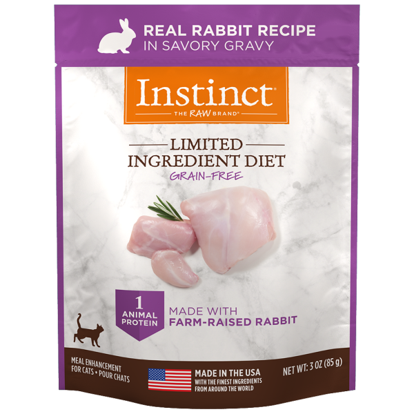 INSTINCT L.I.D. Real Rabbit Recipe in Savory Gravy Pouch, 85g (3oz)