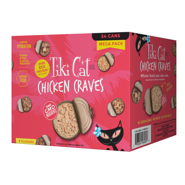 TIKI CAT Chicken Craves Mega Pack 8-Flavour, 24 x 80g cans