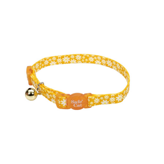 COASTAL Safe Cat Fashion Adjustable Breakaway Collar, Orange w/Daisies