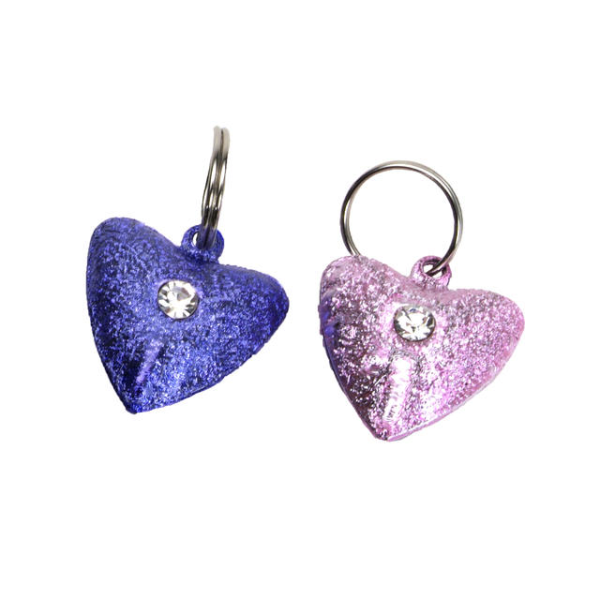 COASTAL Sparkly Heart Bells 2pk, Pink & Purple