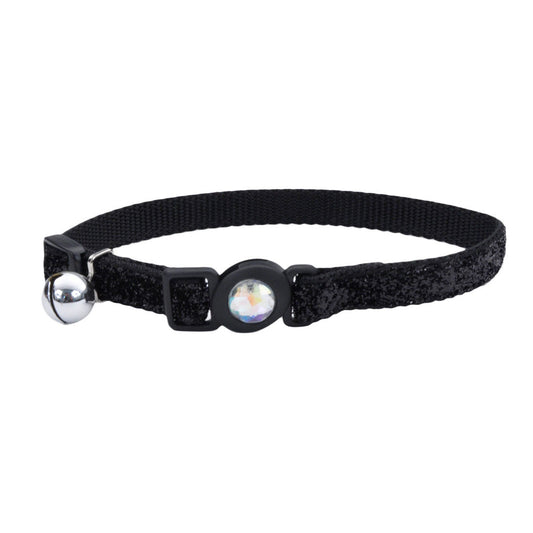 COASTAL SafeCat Jewel Buckle Adjustable Breakaway Collar w/Glitter Black