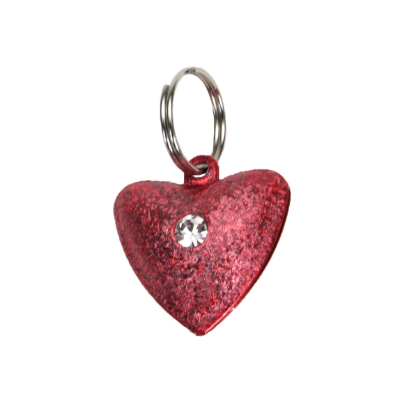 COASTAL Sparkly Heart Bell Single, Red
