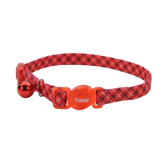 COASTAL Safecat Fashion Breakaway Collar 12", Red/White Plaid