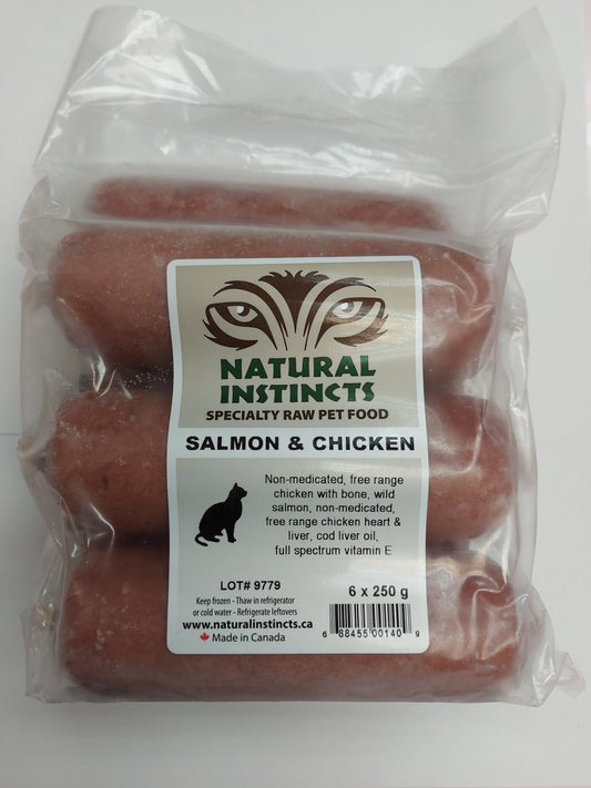 NATURAL INSTINCTS Bulk Raw Wild Salmon & Non-Medicated Chicken, 6 X 250g