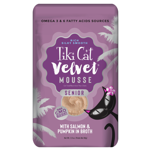 TIKI CAT Velvet Mousse Senior Salmon & Pumpkin, 80g (2.8oz)pouch