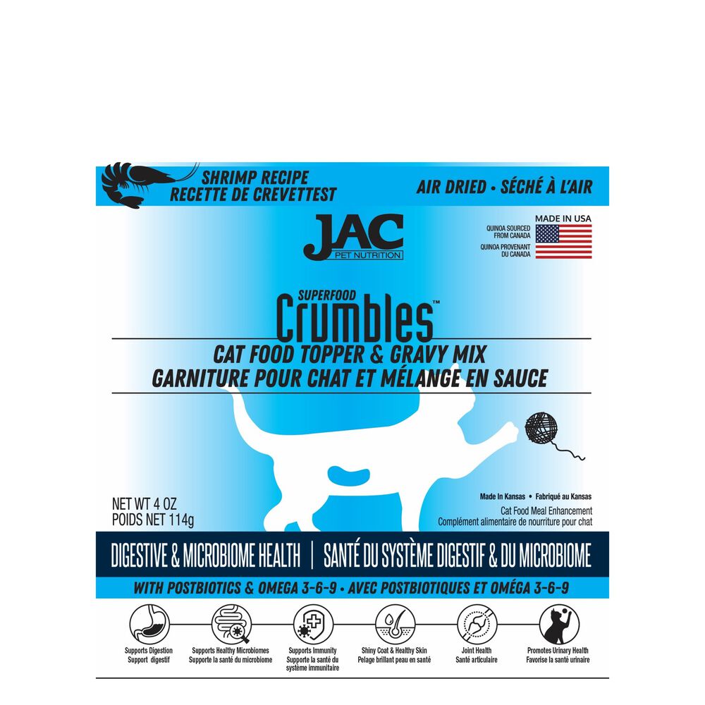 JAC PET NUTRITION Superfood Shrimp Crumbles Topper & Gravy Mix, 114g (4oz)