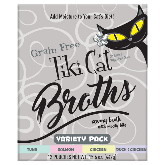 TIKI CAT Broths Variety Pack, 12 x 37g (1.3oz)