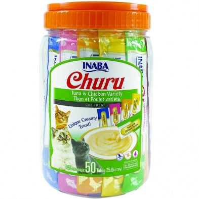 INABA Churu Tuna & Chicken Variety Pack, 50 x .5oz Tubes