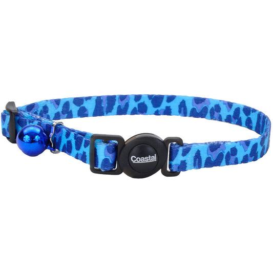 COASTAL SafeCat Fashion Adjustable Breakaway Collar, Blue Leopard